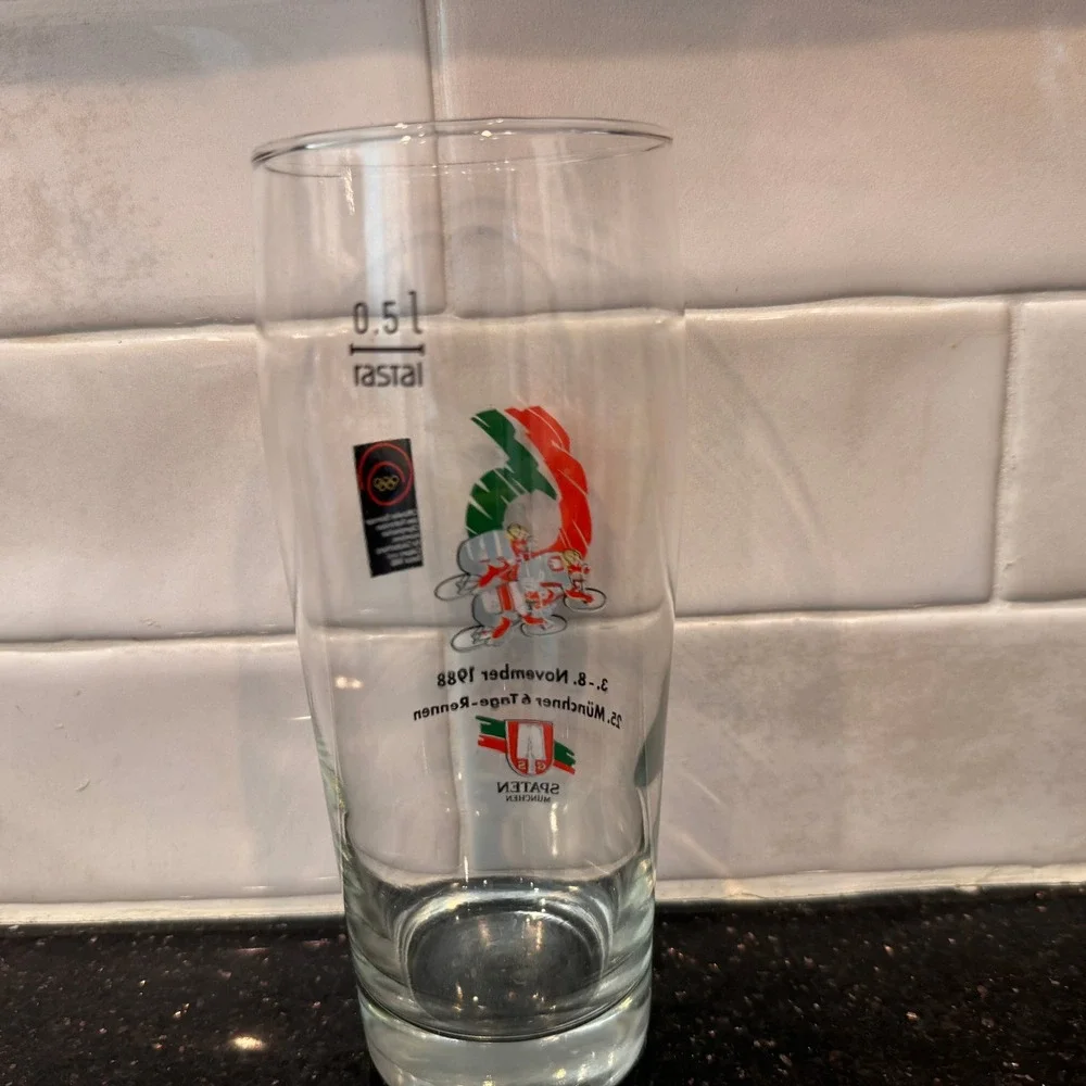 Vintage 1988 Spaten Munchen 6 Tage-Rennen Cycling Beer Glass Rastal 0.5L Olympic